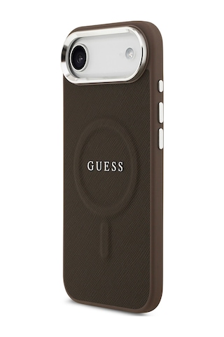 Apple Uyumlu iPhone 17 Air Kılıf Guess Lisanslı M-safeli Klasik Yazı Logolu Pu Deri Kapak Kahverengi Kahverengi