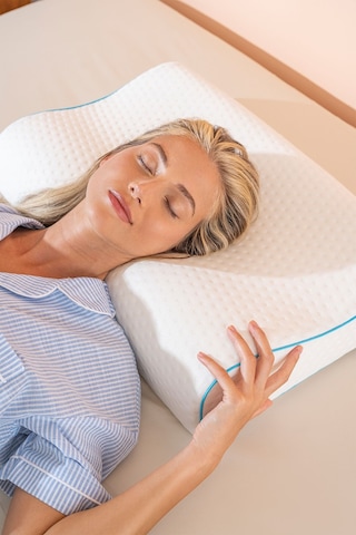 Yüksek Visco Yastık Çift Boyun Destekli Ortopedik Visko Yastık - 60x40x14/12cm Beyaz