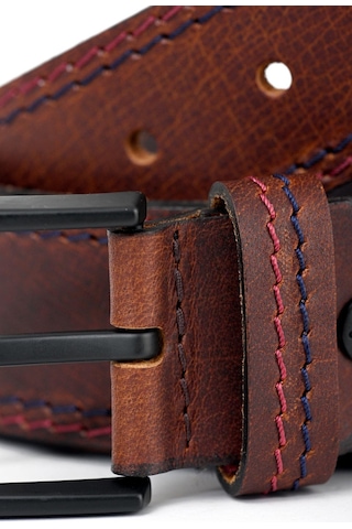Erkek Hakiki Gerçek Deri Casual Kemer Lacivert Kırmızı Punto Dikişli Kahverengi 1956k 112511 001