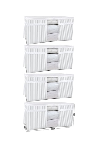 Esti 4 Adet - Pencereli Yastık Yorgan Hurcu Mega 75 X 40 X 40 Cm Gri Çizgili
