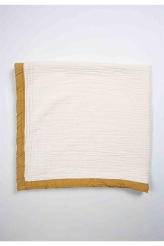 Cigit Kalın Biyeli Dört Kat Ham Battaniye 85x90 Hardal Hardal