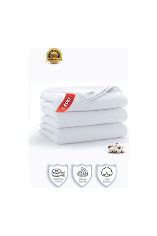 3 Adet Pamuklu, Beyaz El Havlusu El, Yüz, Baş Havlusu Spa Ve Otel Havlusu 50x90 Cm Beyaz