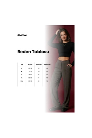 Dıanna Kadın Wide Leg Detay Dikiş Esnek Palazzo Pantolon Antrasit