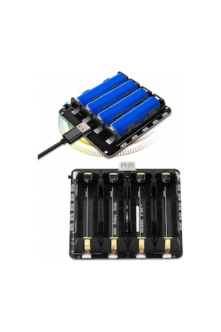 4'lü Anahtarlı 18650 Lityum Pil Yuvası V8 Micro Usb & Type-c Şarj Girişli