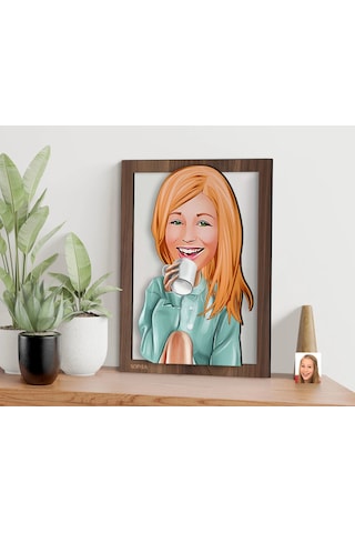 Bk Gift Kişiye Özel Kadın Karikatürlü 3d Ahşap Tablo-102, Arkadaşa Hediye, Karikatürlü Tablo Kobitmeyen138372 Bk Gift