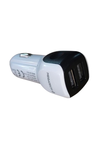 Megatech T05 Araç Çakmaklık Şarj Cihazı, 2 Usb, 3.4a, Beyaz