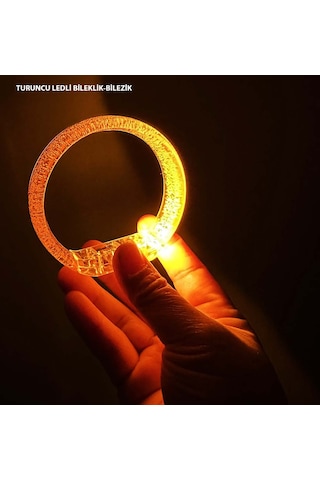 Turuncu Led Işıklı Baskı Yapılabilen Pilli Bileklik Bilezik Çok Renkli