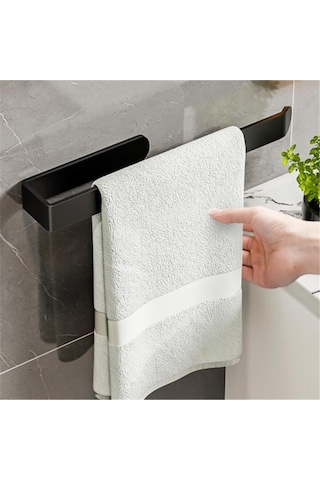 Lüks Tasarım Lamalı Solo Havluluk Güçlü Yapışkan Özelliği İle Düşmeyen Havluluk Siyah Siyah Plastik Diğer