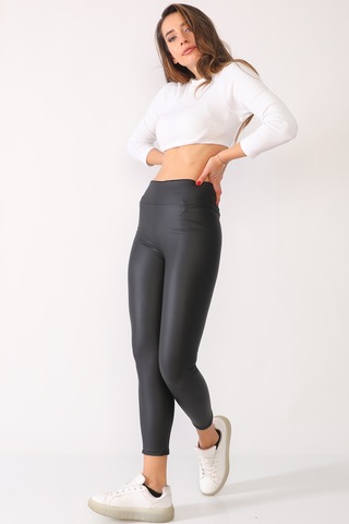 Dar Kalıp Kışlık Şardonlu Siyah Mat Deri Tayt 001