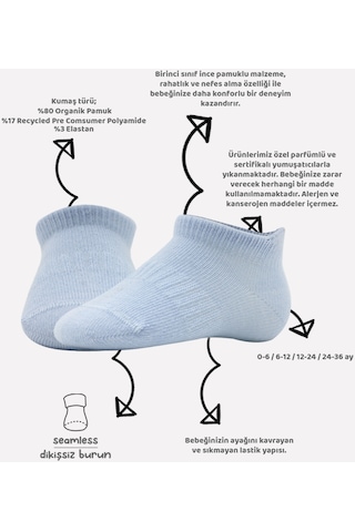 Bistyle 6lı Penye Sneakers Soket Çorap Bs6102 Mavi Ekru 001