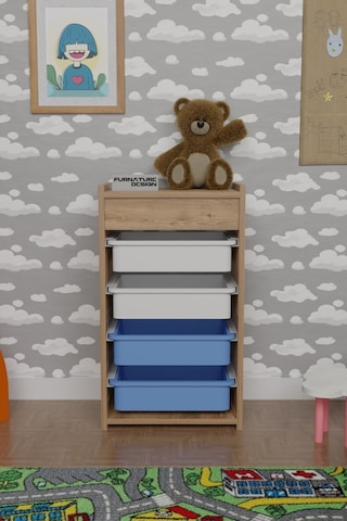 4 Sepetli Çok Amaçlı Oyuncak Dolabı Atlantik Çam Beyaz - Mavi Kahverengi