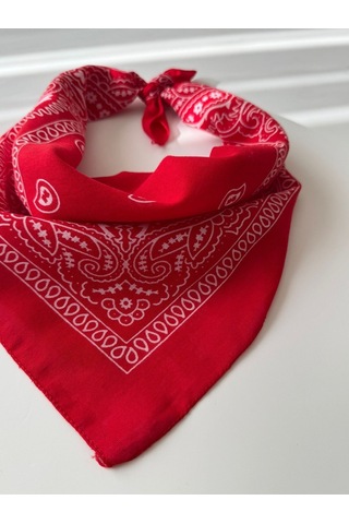 My Vintage Pamuklu Kaymaz Terletmez Bandana Fular Kırmızı