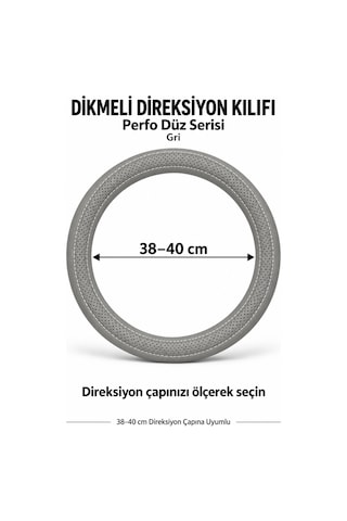 Trobus Peugeot Rifter 2024 Ve Sonrası Uyumlu Dikmeli Direksiyon Kılıfı Perfo Düz Delikli Deri Gri