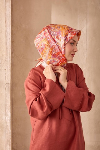 Twill İpek Eşarp 11473-08 Lavanta, Turuncu, Kırmızı, Beyaz, Gri