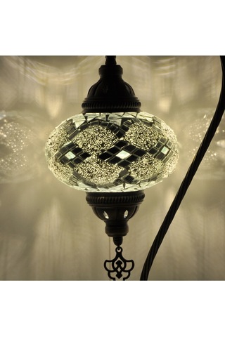 Mozaik Lamba Masaüstü Lamba Gece Lambası Otantik Mozaik Abajur Beyaz