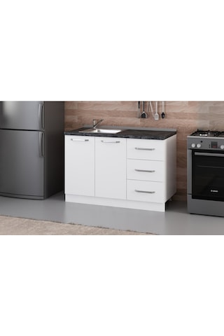 Minar 125 Cm Mutfak Dolabı Beyaz 125-B2-Alt Modül Beyaz