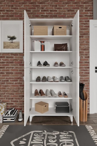Simple Sp4190 Ayakkabılık 4 Kapaklı Mutfak Dolabı Balkon Dolabı Kiler Banyo Dolabı Çok Amaçlı Dolap Beyaz Gümüş Beyaz - Gümüş