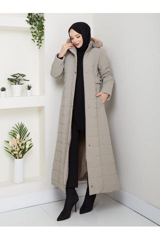 Eslemnur Nova Kumaş Şişme Mont 135cm Vizon