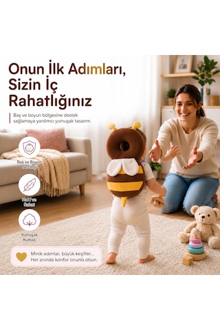İlk Adım Güvenlik Yastığı Bebek Kafa Koruma Boyun Destek Minderi Arı