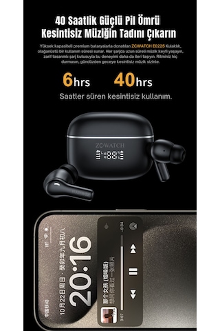 Zcwatch E0225 Anc/enc Aktif Gürültü Engelleme Bluetooht Kulaklık