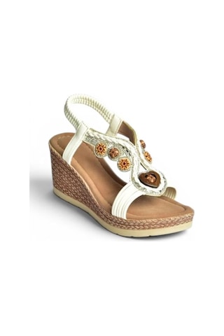 Fox Shoes Y274501609 Beyaz Dolgu Tabanlı Kadın Sandalet