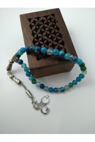 Mavi Akik Taşı Tespih / Doğaltaş Tespih 6 Mm