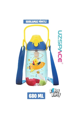 Uzspace Pipetli 680 ML Boyun Askılı Tritan Çocuk Su Matarası -kutulu- Ffuz2202680 001