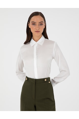 Pierre Cardin Kadın Ekru Gömlek Desenli 50299569-vr019 Ekru