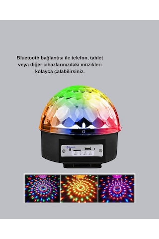 Bluetooth Hoparlörlü Led Disko Işığı Müzik Ritim Duyarlı Ve Taşınabilir Şeffaf