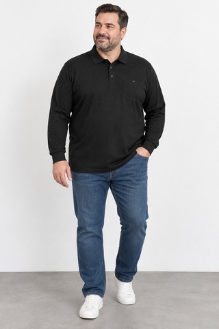 Bihan Store Erkek Battal Boy Petekli Uzun Kol Sweat 26k-116-siyah
