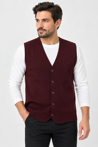 Bihan Store Erkek V Yaka Düğmeli Tek Plaka Spor Yelek 7025-bordo