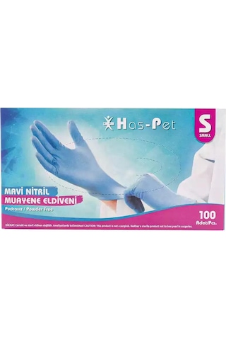 Pudrasız Mavi Nitril Eldiven Small Haspet 100lü