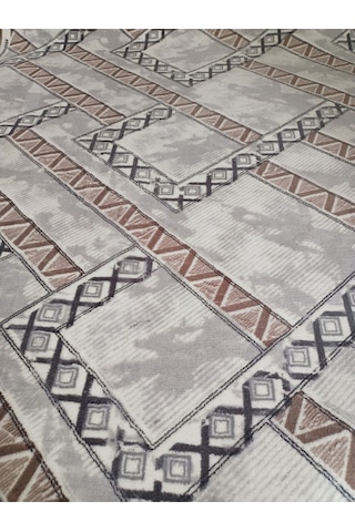 Aslan Home Kilim Desenli Yıkanabilir Kaymaz Taban Dört Mevsimlik Salon, Banyo, Balkon, Genç Odası Kesme Yolluk Metalik