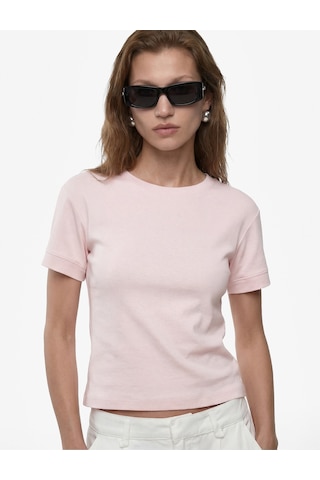 Koton Slim Fit Kısa Kollu Bisiklet Yaka Basic Tişört Pembe 6sak50400ek Gül