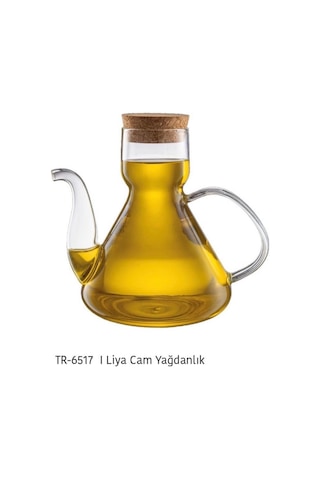 Borosilikat Cam Mantar Kapaklı Yagdanlık 500 Ml Şeffaf
