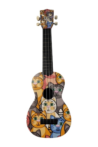 Soprano Ukulele Kedi Desen Kapak