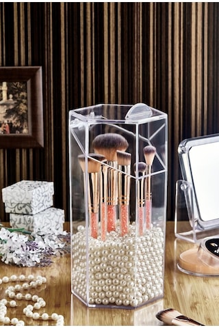 Morponi Kapaklı Makyaj Fırçası Düzenleyici Organizer Şeffaf