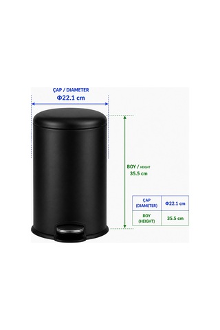 Kobos Muso Pedallı Çöp Kovası 8l Mat Siyah Kbpcjh-8853mb