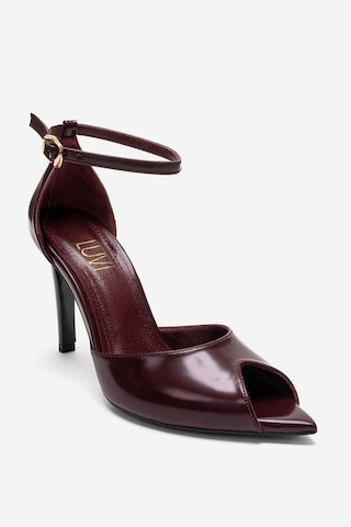 Luvishoes Dona Bordo Cilt Kadın İnce Topuklu Ayakkabı