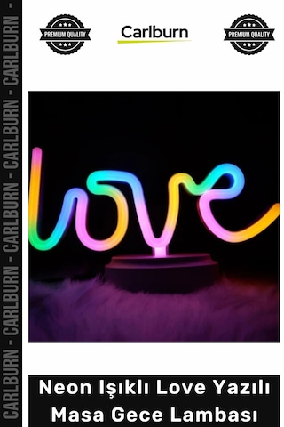 Gecelambası Dekoratif Led Tasarım Usb Pilli Romantik Hediye Neon Işıklı Love Yazılı Masa Gece Lamba Çok Renkli