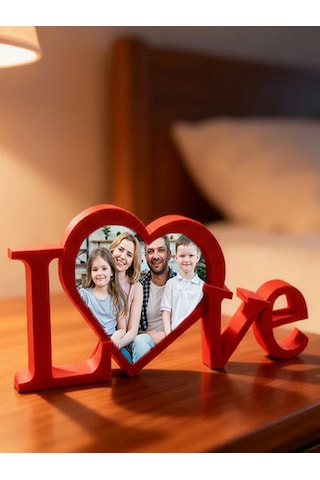 Love Yazılı 3d Fotoğraf Çerçevesi - Sevgililer Günü Hediyesi