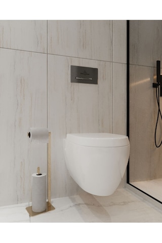 Aju Tuvalet Kağıtlığı Yedekli Gold Tasarım Ağır Döküm Ayaklı Devrilmez Banyo Tuvalet Kurulum Gerektirmez Gold