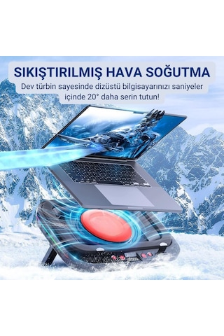 Coofbe Profesyonel Yükseklik Ayarlı 2400rpm Rgb Işıklı Laptop Soğutucu Turbo Soğutma Radyatörü 14-19.3inç