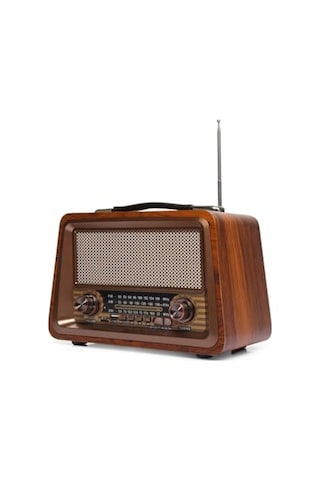 Ultratekno Nostaljik Radyo Gerçek Ahşap Eskitme Bluetooth Hoparlör Mp3 Çalar Müzik Kutusu