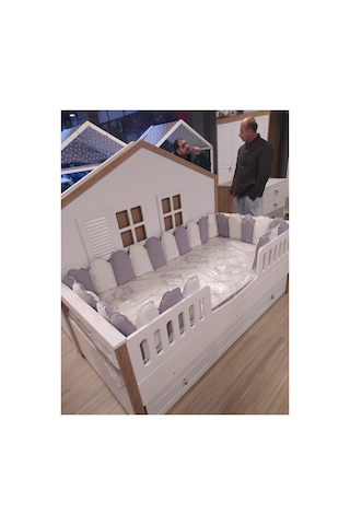 Montessori Uyku Seti, 90x190 Cm, 8 Parça, Çift Yönlü, 155 215 Nevresim, Lastikli Çarşaf Gri Gri