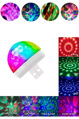 Rgb Usb Mini Disko Topu - Ses Sensörlü Renkli Led Parti Lambası