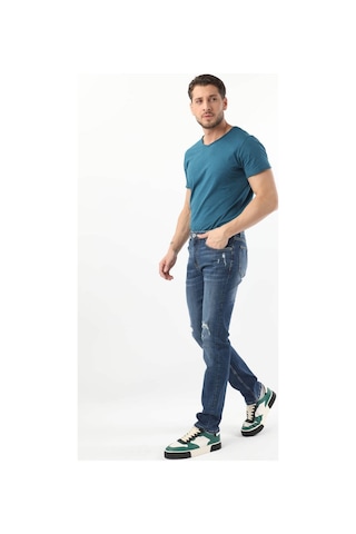 Erkek Dizi Yırtık Jean Pantolon Mavi 001