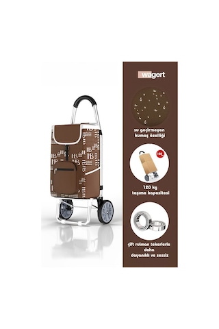 Pazar Arabası Metal Tekerlekli Pazar Arabası Kahverengi