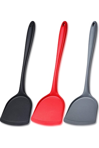 1 Adet Sert Silikon Isıya Dayanıklı Yanmaz Yapışmaz Spatula Siyah