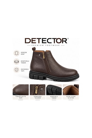Detector Erkek Hakiki Deri Çift Fermuarlı Kışlık Kalın Taban Bot Hs500 Kahverengi Detector Erkek Hakiki Deri Çift Fermuarlı Kışlık Kalın Taban Bot Hs500 Kahverengi